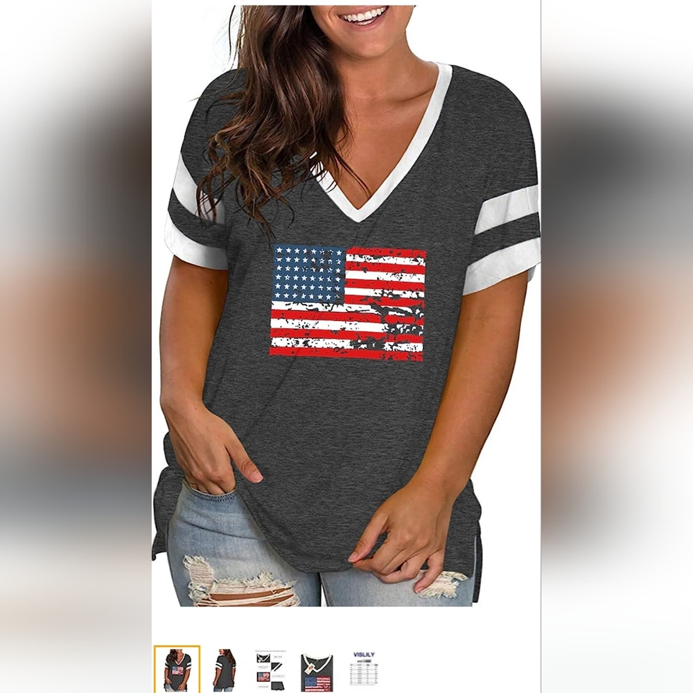 28W plus American flag tshirt